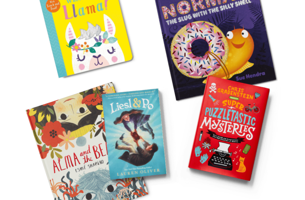 Arrangement of five books representing books of different types.